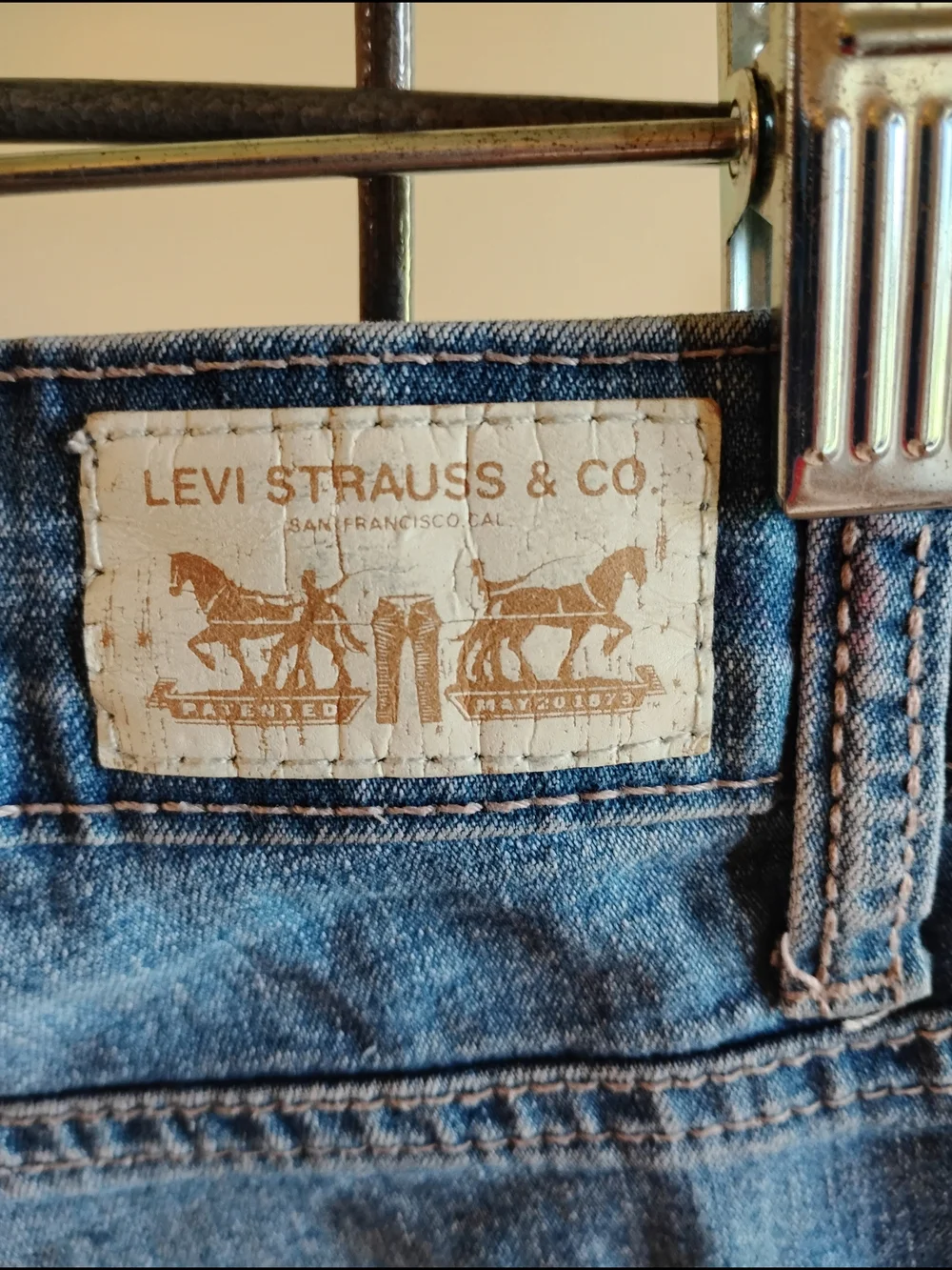 Levi's Blue Frayed Hem Denim Short Shorts